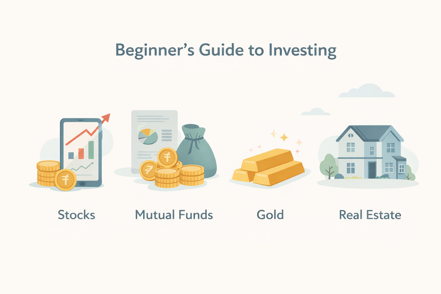 Beginner’s Guide to Investing: Stocks, Mutual Funds, Gold, and Real Estate