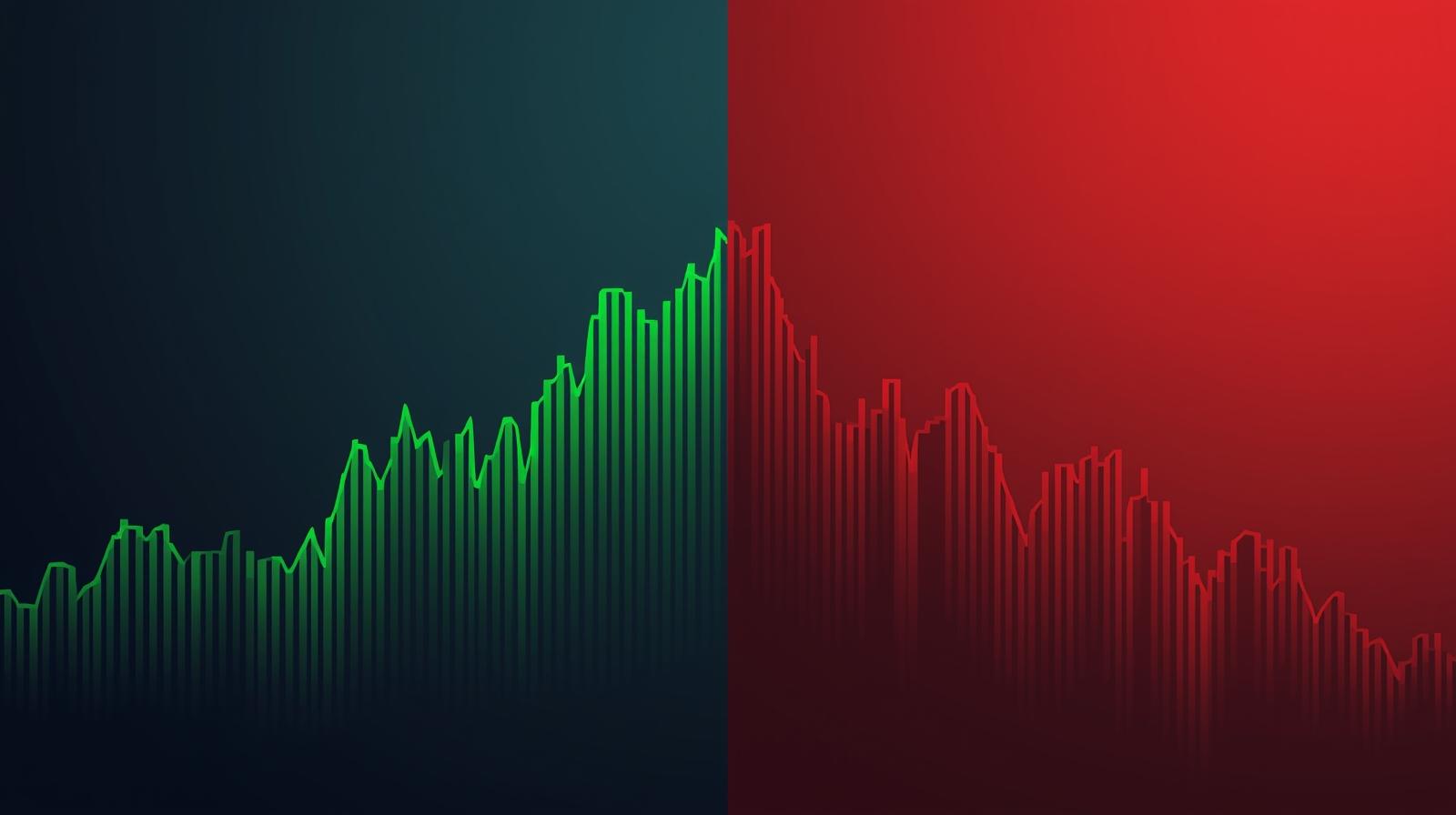 Abstract representation of a bull and bear market_ split
